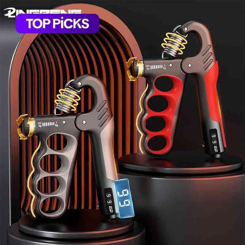 Adjustable Hand Grip Strength Trainer. 1 Count 5-100kg Hand Grip Strengthener with LCD Display. Hand Strengthening Training Equipment for Home Gym Workout LINGPENG
