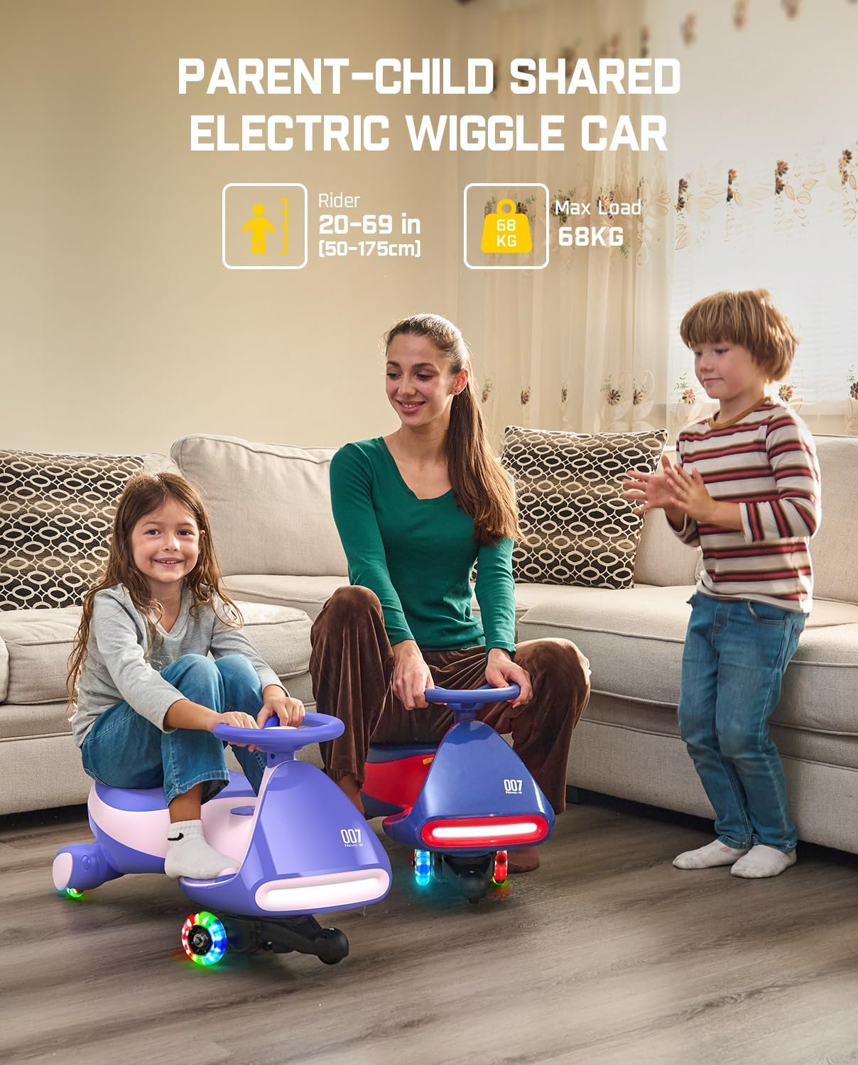 FanttikRide 12V N7 Pro Electric Wiggle Car – 2-in-1 Swing Car with Pedal, 2 Speeds, Flashing Wheels, Bluetooth & Type-C Charging, for Kids 3+ - Image 5